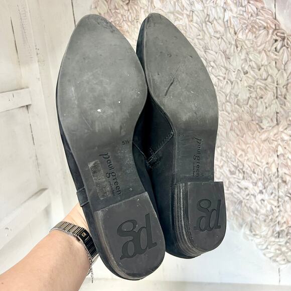 Paul Green Suede Almond Toe Block Heel Ankle Boots Black Women's Size 5.5 UK - Picture 8 of 9